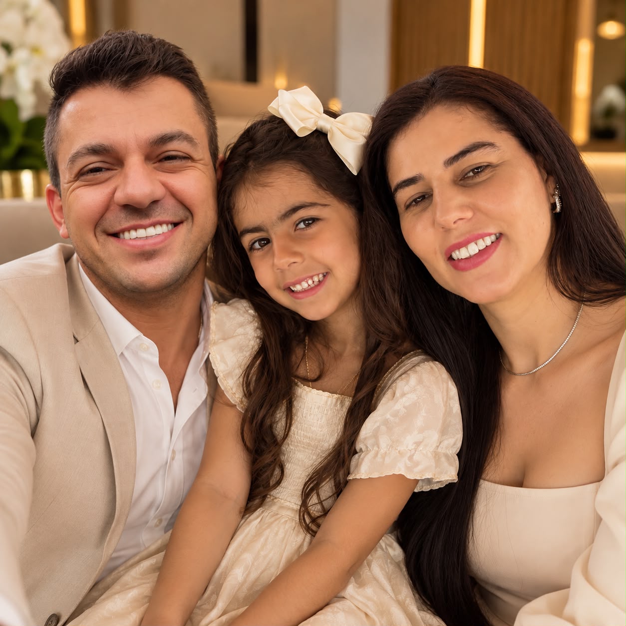 Dilermano Filho com sua família — esposa Rayane e filha Clara