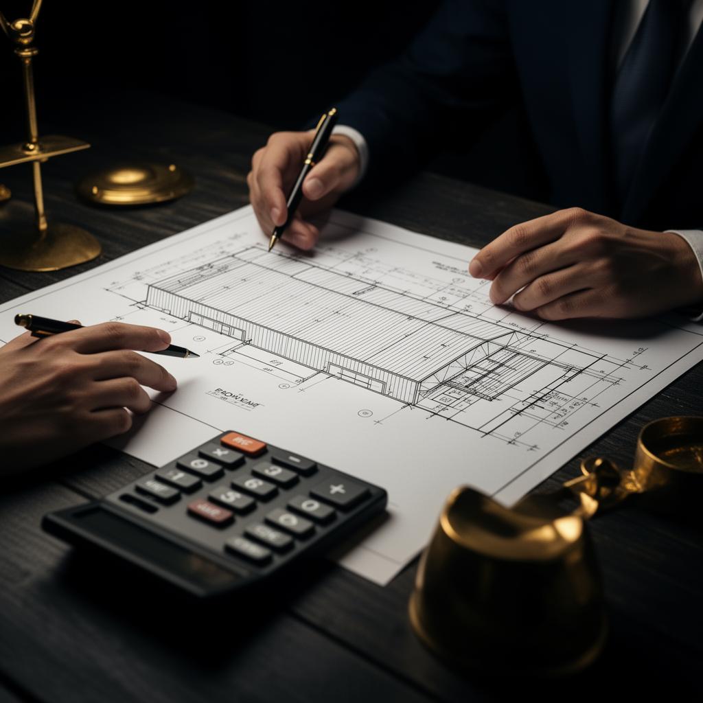 Investidor analisando projetos de galpão